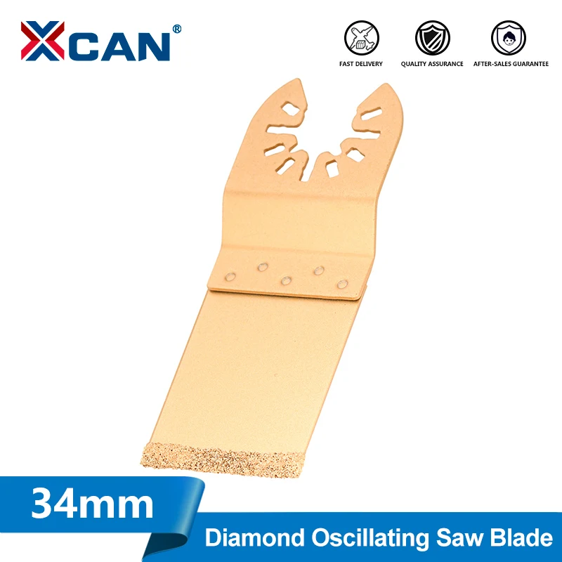 XCAN 1pc 34mm Diamond Oscillating Saw Blade Quick Release Multi Tool Blade Flush Cutting Blade For Rough Sanding Fillers Tile