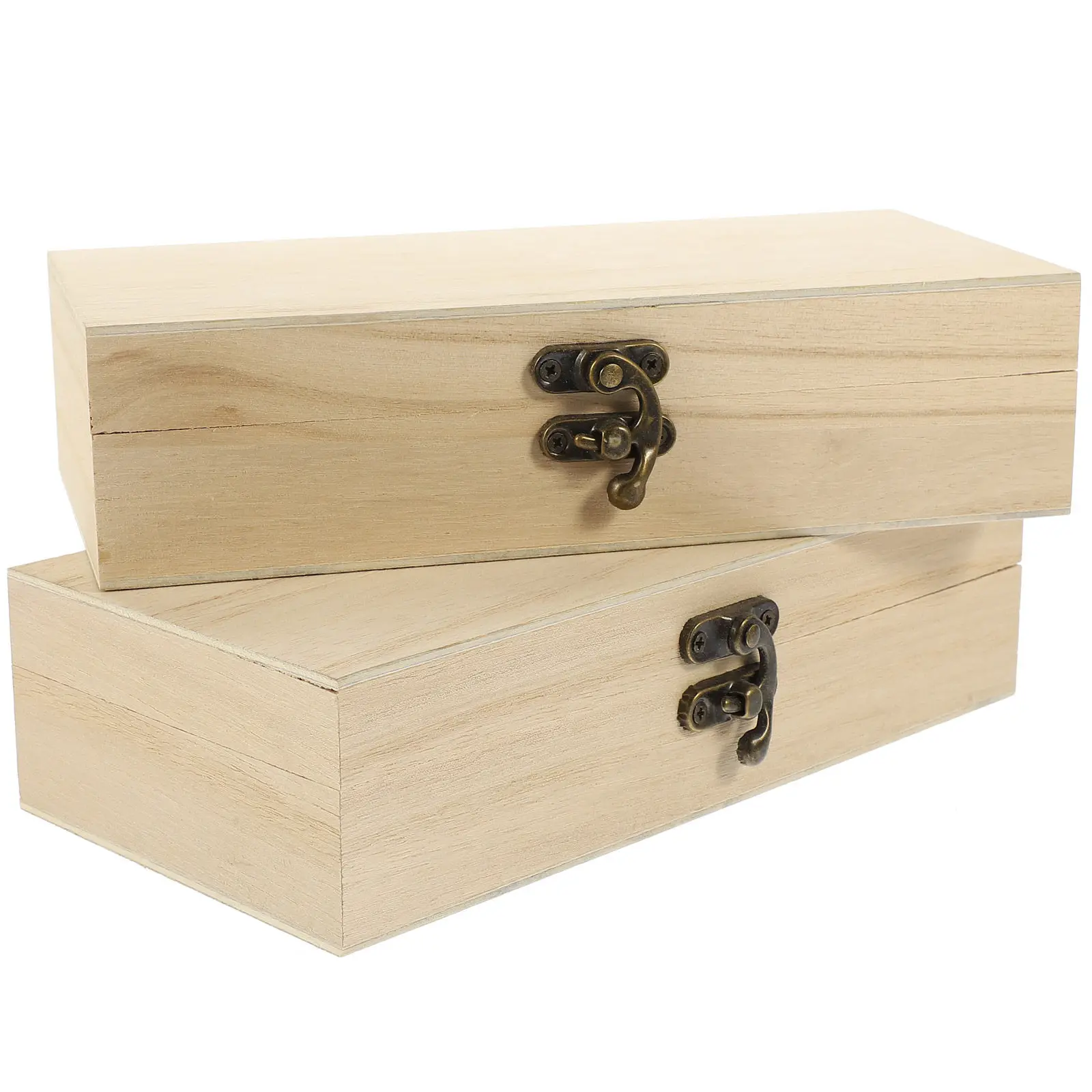 

2Pcs Creative Jewelry Box Wooden Rectangular Storage Case for Rings Pendants Anklets Organizer Trinket Container Light Sturdy