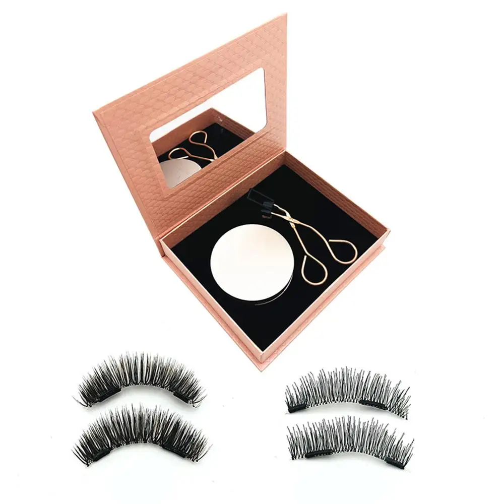 2pairs 5 Magnets 3D Magnetic False Eyelashes Handmade Natural Artificial Faux Tweezers Eyelashes Cils Magnetic with Mink C5Z5