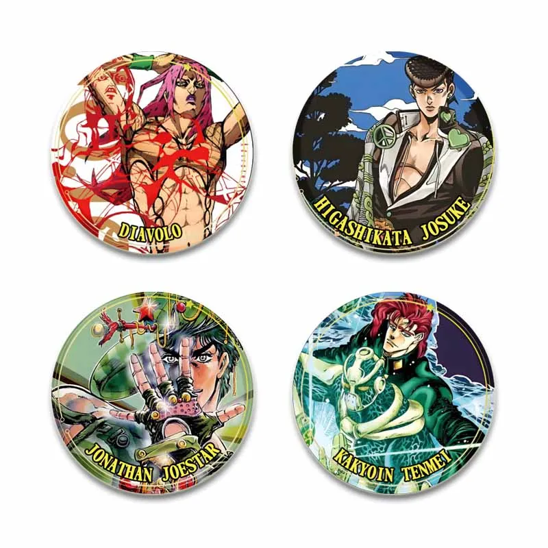 Anime JoJo's Bizarre Adventure Pins,Cute Cartoon Badge,Handmade Tinplate Brooches,Breastpin for Backpack Clothes Gift Accessory