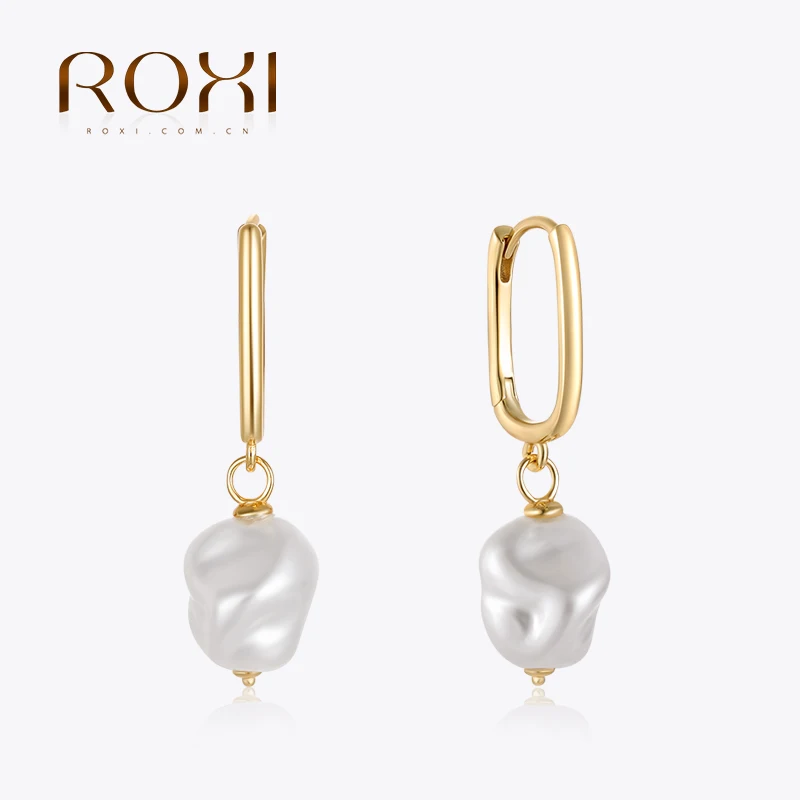 ROXI Pendientes 925 en argent Sterling en forme de U boucle d'oreille Imitation perle luxe mariage fiançailles pendentif boucles d'oreilles pour les femmes