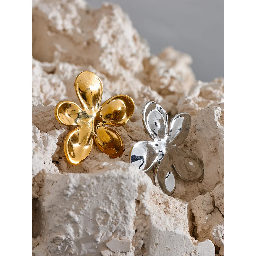 Yhpup Wholesale Stainless Steel Flower Metal Brooches Gold Silver Color Waterproof Real Gold Plated Fashion Jewelry for Women