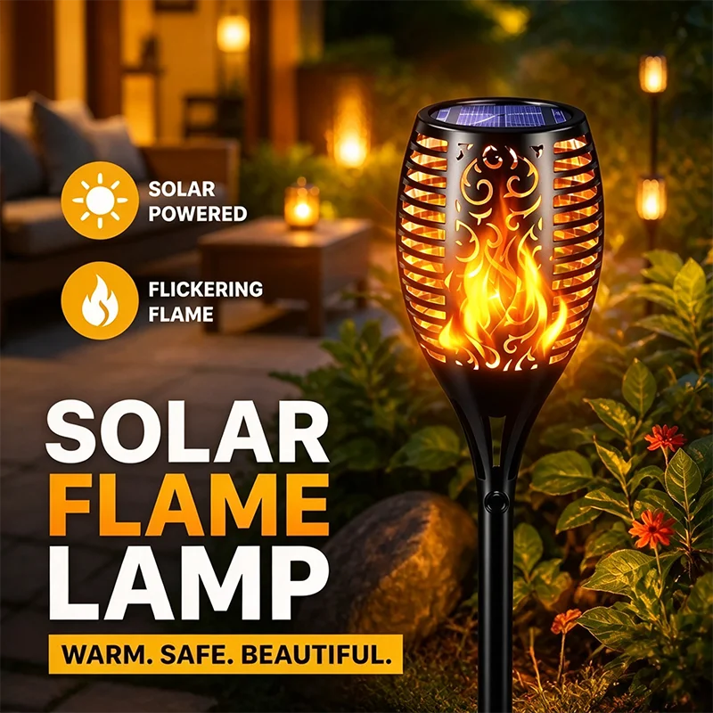 Flickering Flame Solar Torch Lights Outdoor Waterproof Solar Powered Lights Landscape Decoration Auto On/Off for Garden Pathway