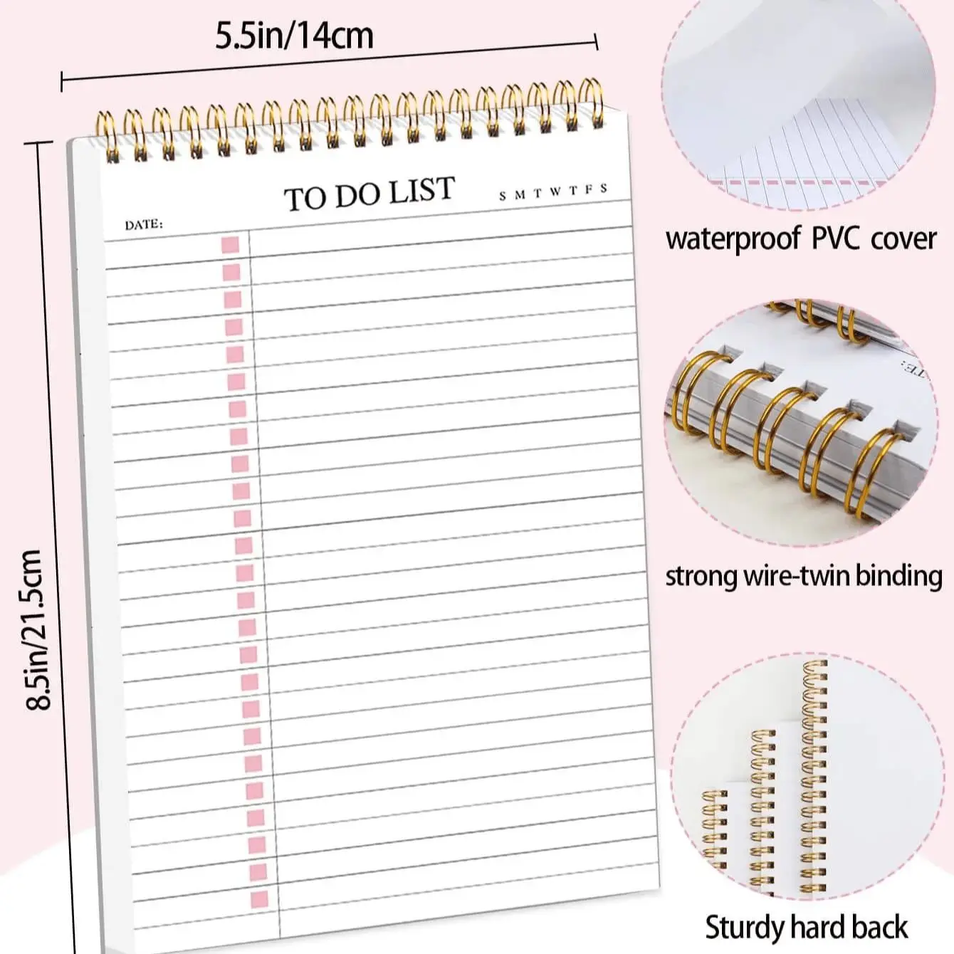 Minimalistic To-Do List Notepad, Spiral Daily Planning Notebook - Task List Organizer Work Agenda Notebook - Notes And To-Do