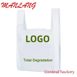 Custom  Disposable custom logo print hdpe handle t-shirt grocery  biodegradable cornstarch usable  compostable plastic bag