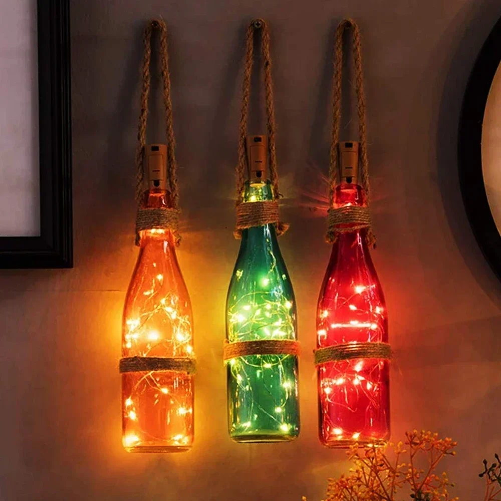 Luzes led para garrafa de vinho com cortiça, 0.75m, 2m, mini luzes de fadas para artesanato de licor, festa, decoração de casamento, luzes de corda