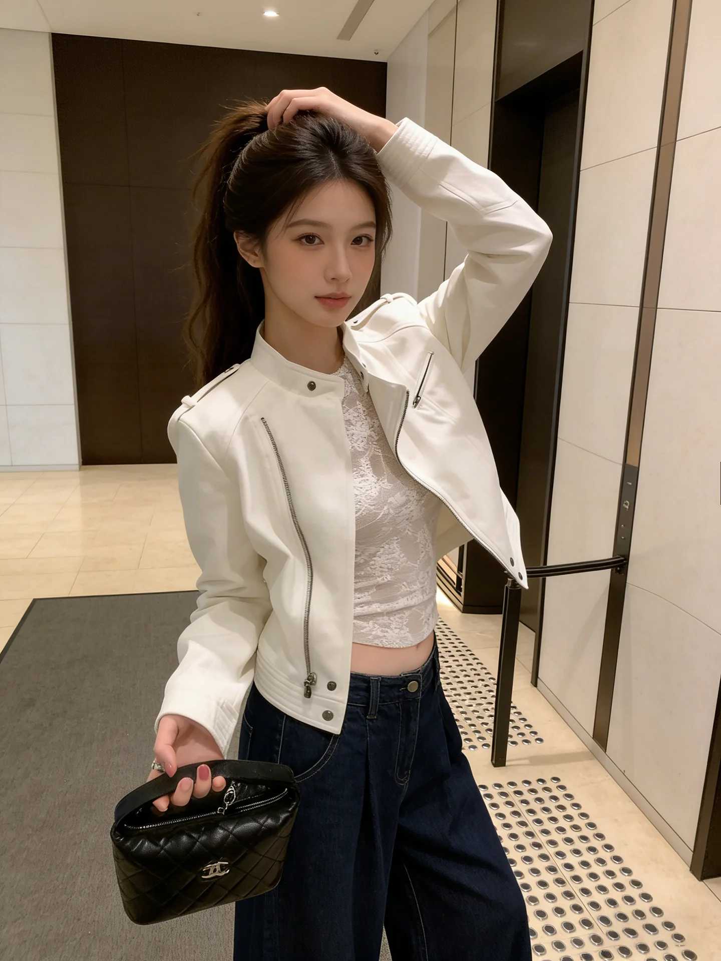 

Корейская женская куртка с воротником-стойкой на молнии, новинка ранней весны, универсальный дизайн, с эффектом утяжки талии, в стиле рабочей одежды