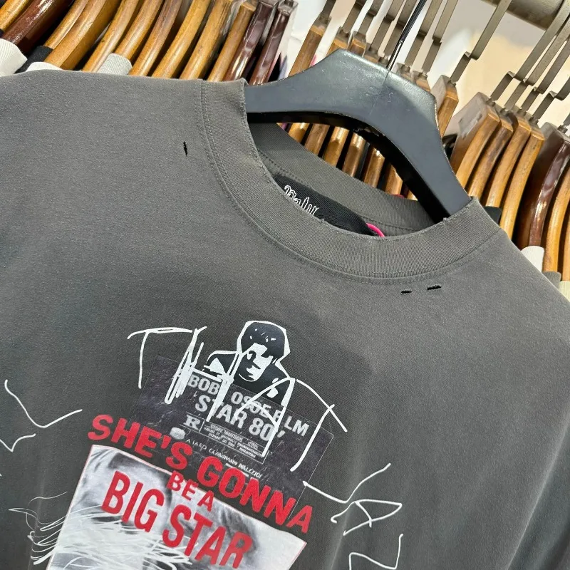 Movie Prints Paly Hollywood Shirt Oversized Pure Cotton Destroy Men Women 1:1 Best Quality Tshirts