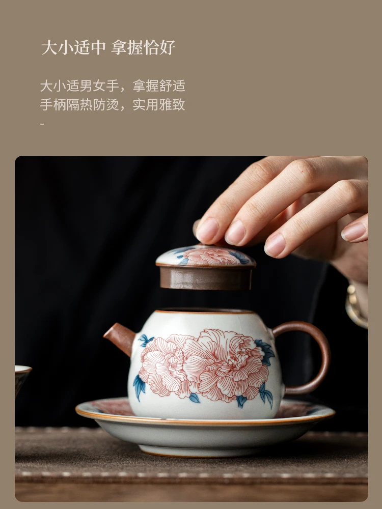 

Ru Ware Teapot Single Xi Shi Pot Hibiscus Flower Gift Box High-End Birthday Mother's Day
