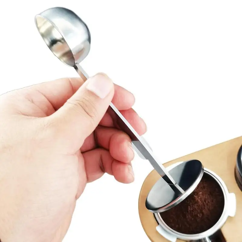 Coffee Spoon Stand Tamping Scoop Tools 2 In 1 Coffee Powder Tamper Dual Purpose Coffee Scoop Coffee Bean Powder Measuring Scoop