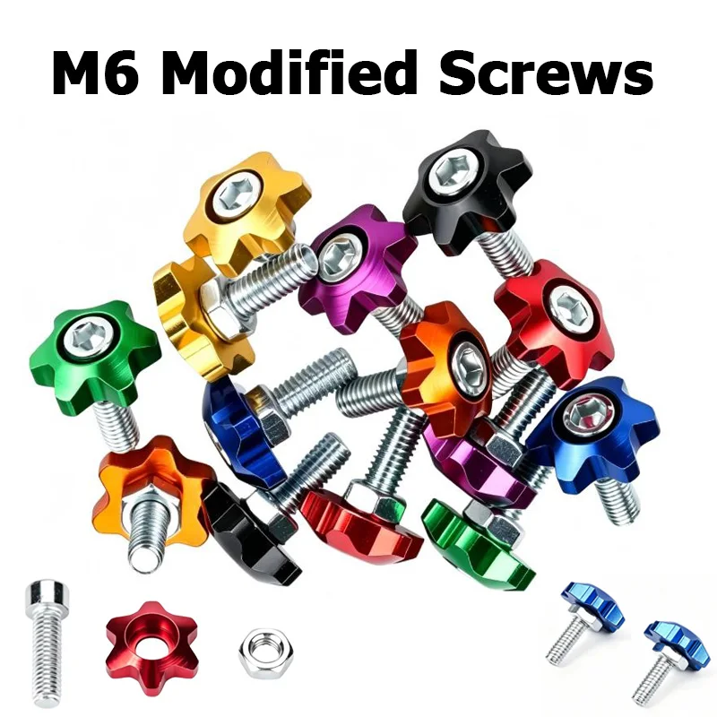 10set M6 Universal Motorcycle License Plate Frame  Modified Decorative Screws Nut Fit For Honda Kawasaki Suzuki Yamaha Orange