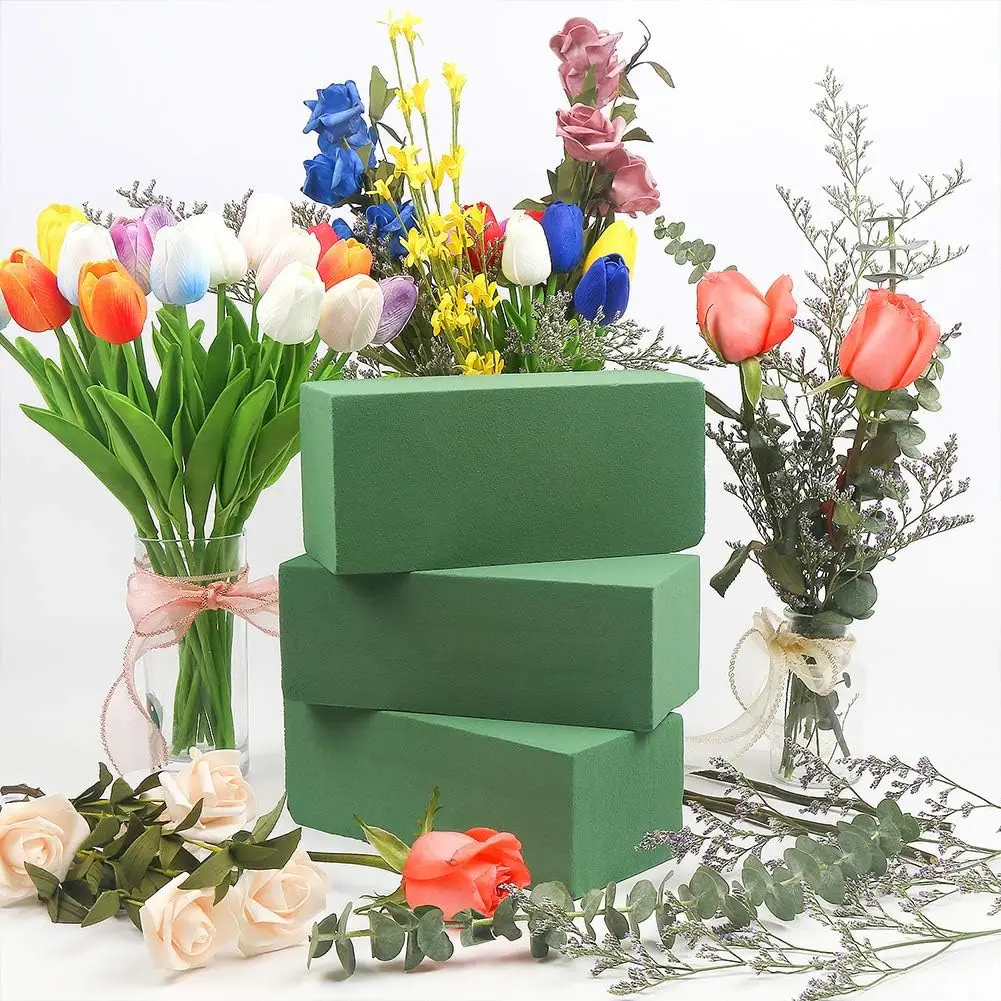 Green Floral Foam Block DIY Flower Arrangement Sponge Dry Wet Absorbent Bricks for Flower Birthday Wedding Garden Decoration