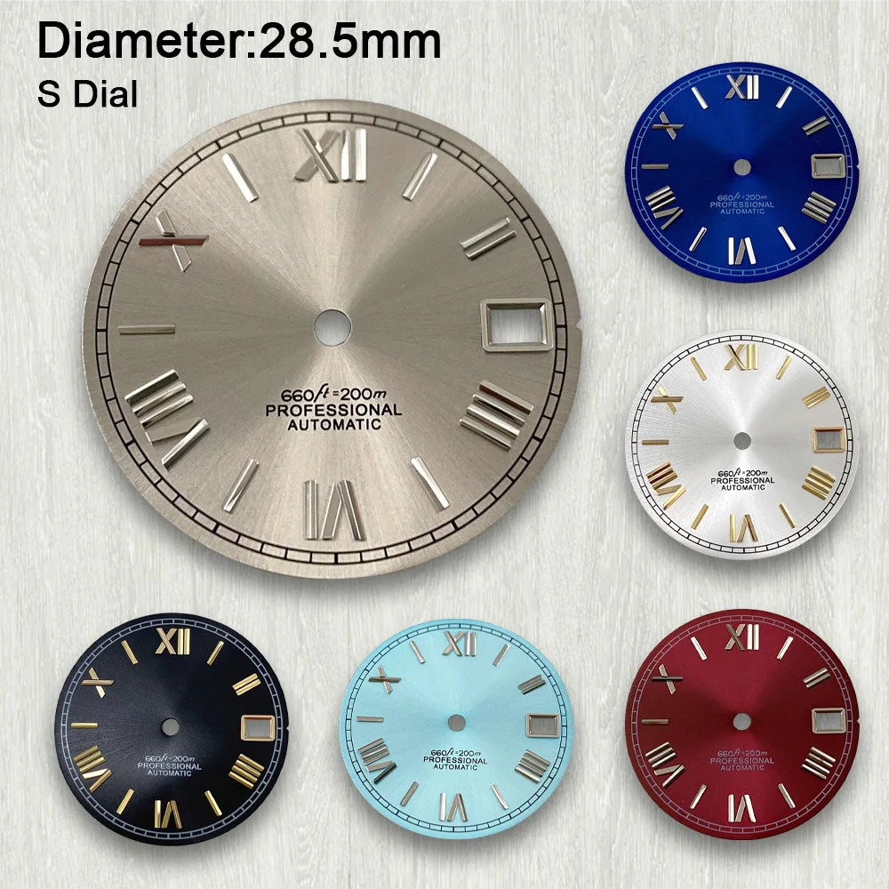 

28.5mm S Logo Roman Numeral Dial For NH35 NH36 Movement No Luminous High-Quality Dial Watch Accessories Repair Tool