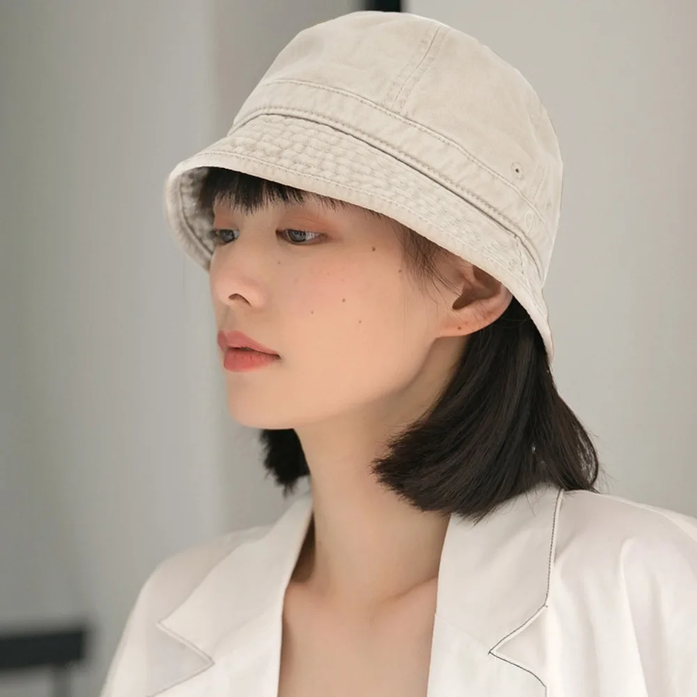 Kreatywny kapelusz rybacki z bawełny, miękki, jednolity kolor, ochrona przed słońcem, sportowy kapelusz przeciwsłoneczny typu bucket hat, damski.