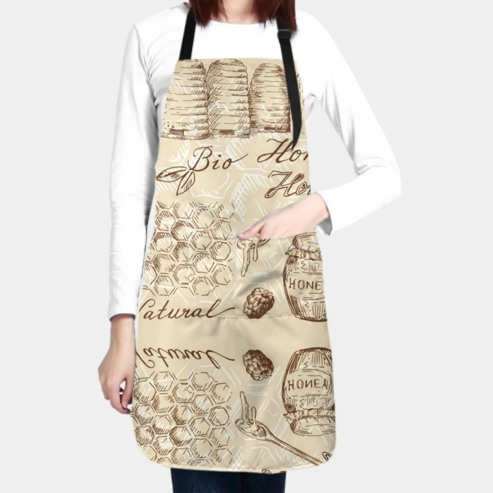 Honey Doodles Waterproof Apron with 2 Pockets Kitchen Chef Aprons Bibs for Grooming Cooking Baking Painting Gardening