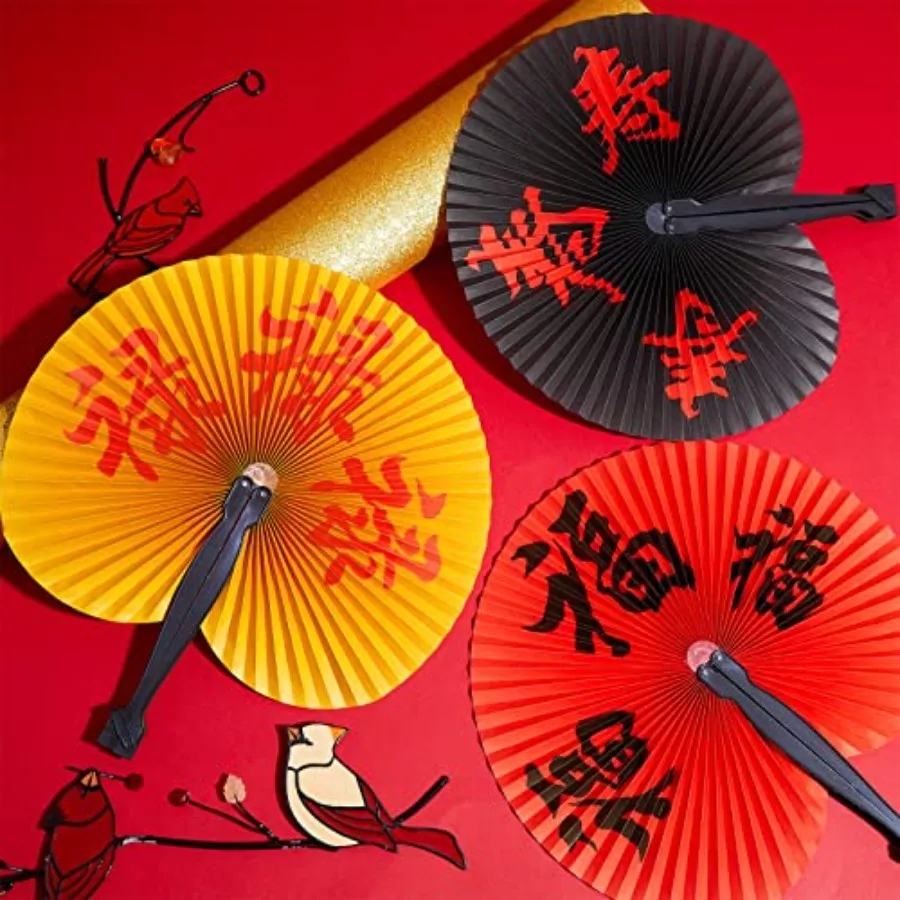 Jetec Pcs Chinese Folding Hand Fans, Oriental Japanese Paper Handheld Fans for Wedding Party Decoration Asian Dance Performance