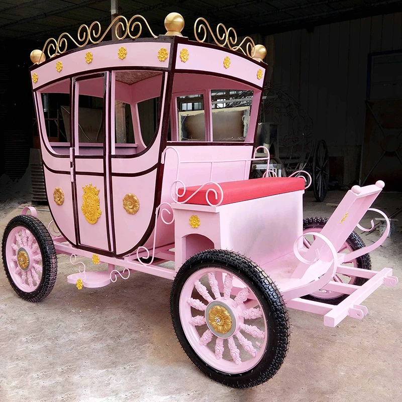 4 Wheels Electric Royal Wedding Christmas Horse Drawn Carriage Buggy Sightseeing Vintage Pedal Horse Carriages Carts for Sale