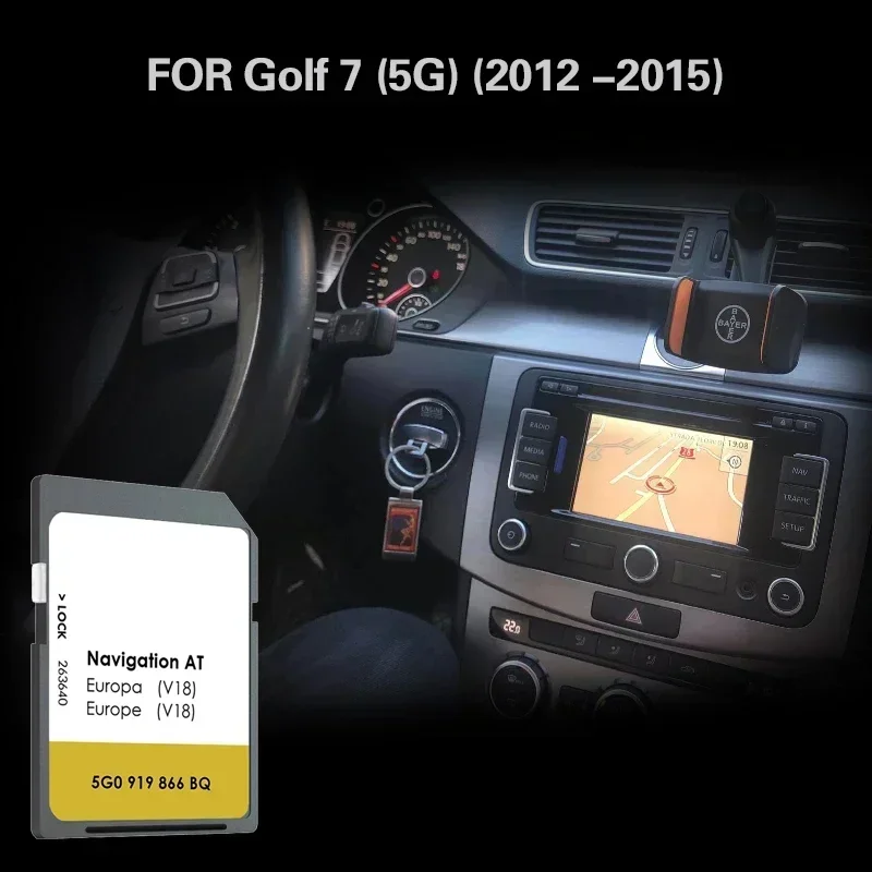 AT V18 for VW Golf 7 (5G) (2012 -2015) 16GB SD Navigation MIB1 Car GPS Device Update Map Memory Card