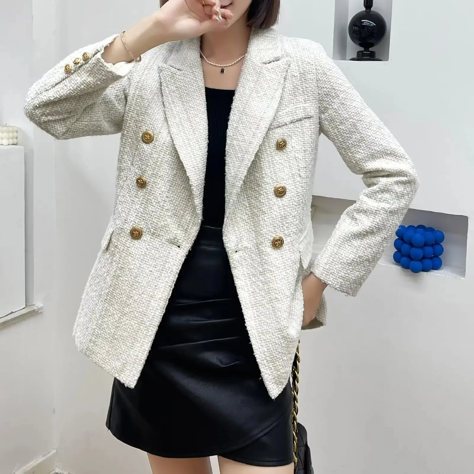 2024 Hot hits BMURHMZA Women's New 2024 Fashion Solid Color Coarse Textile Vintage Texture Simple Casual Hot Selling Funds Top