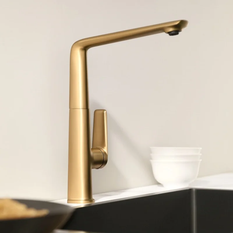 Brushed Gold Pull Out Kitchen Faucets Brass Gray Sink Faucet Black Sink Tap Rotating Spout Mixers Tap Hot Cold Water Crane