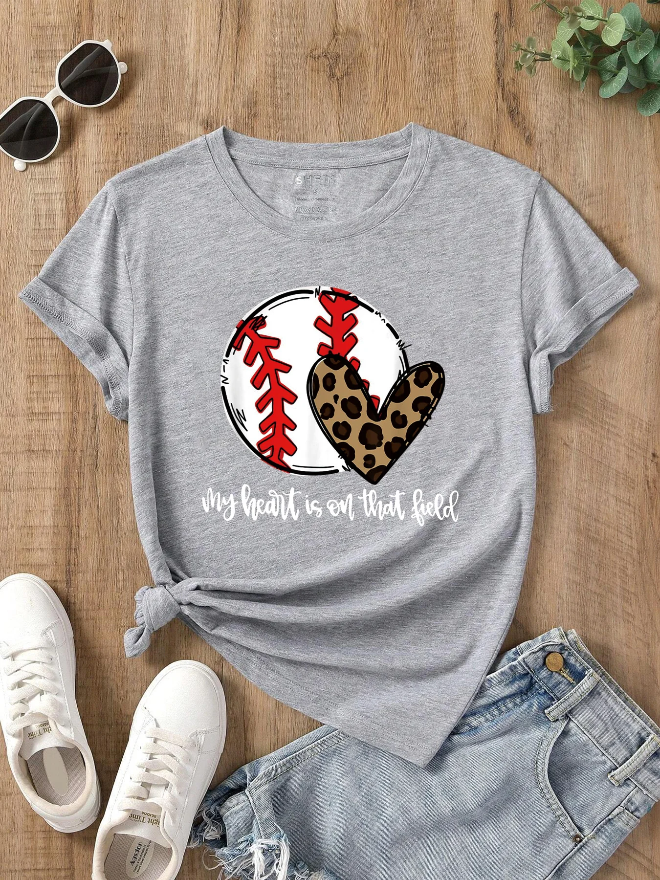 baseball Women T Shirt Print T-Shirt Woman Casual Short Sleeve Tee Tops for Spring Summer Female Clothing