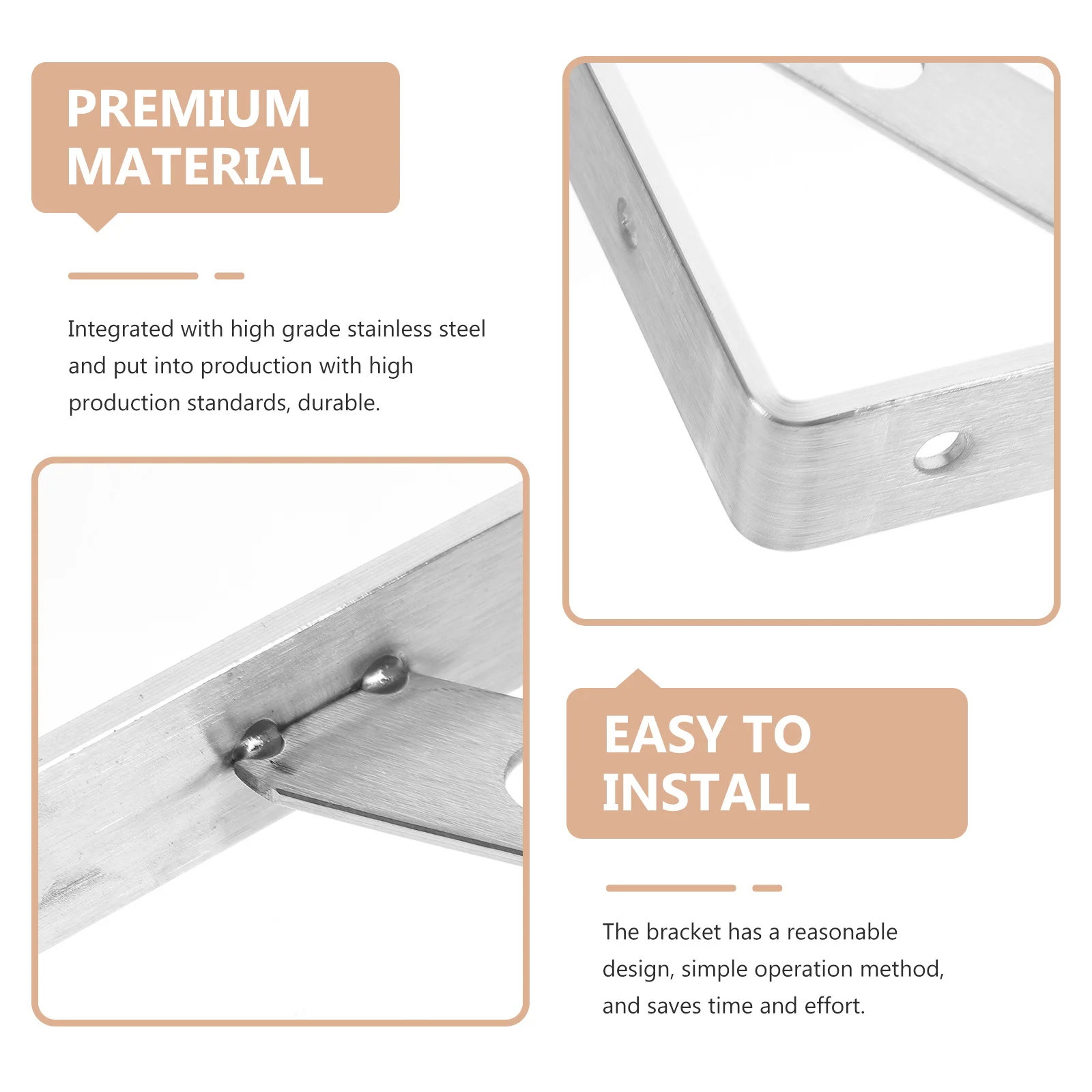 

2Pcs Wall Shelf Brackets Heavy Duty Stainless Steel Corner Bracket Floating Shelves Support 20Cm L Brackets Angle Bracket