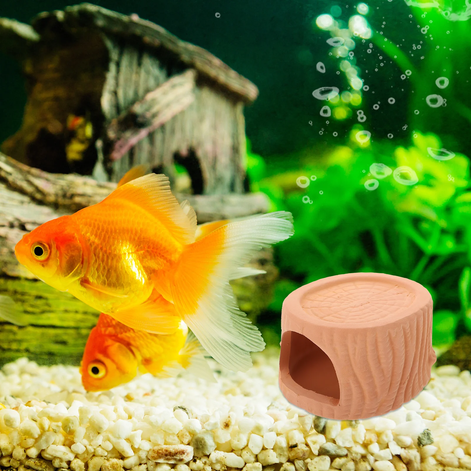 

2Pcs Ceramic Stone Cave for Fish Tank Hideout Decor Aquarium Landscape Ornament Simulation Rock Shelter for Small Fish Shrimp