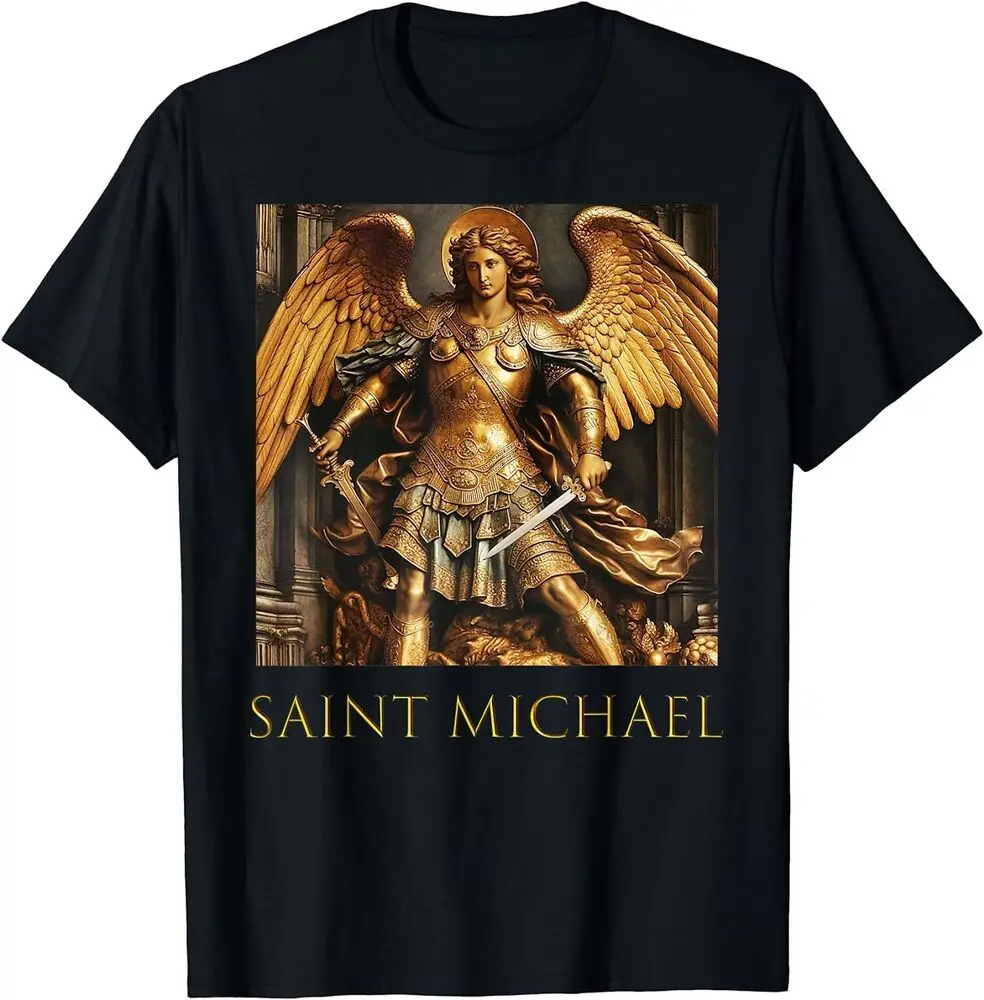 

Saint Michael The Archangel T-Shirt Adult Regular Fit O-Necked Tees Cotton Men's Printed Tops