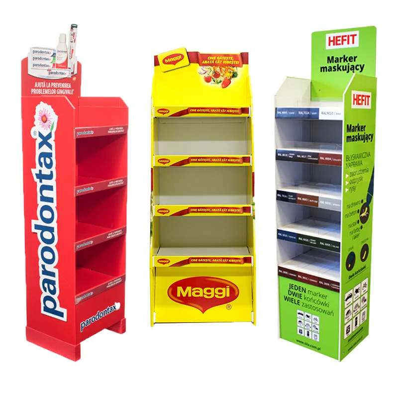 custom.Custom Corrugated Cardboard Floor Display Unit Retail Store Product Showcase-Candy Food Beverages Rack Displa