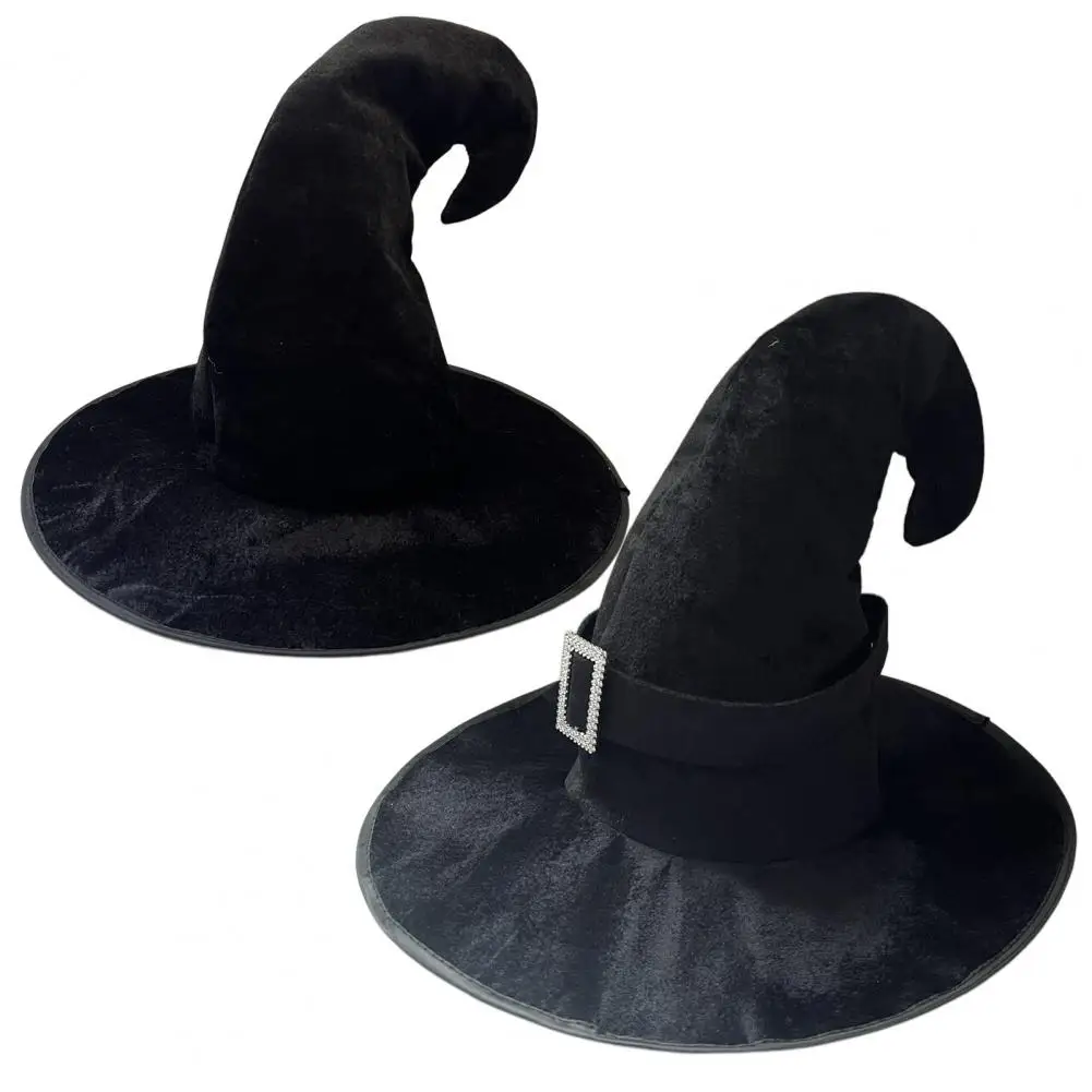 لحلي الهالوين التأثيرية، قبعة ساحرة خفيفة الوزن، إكسسوار أزياء الهالوين، تصميم أزرار غامضة، قبعة ساحرة مخملية