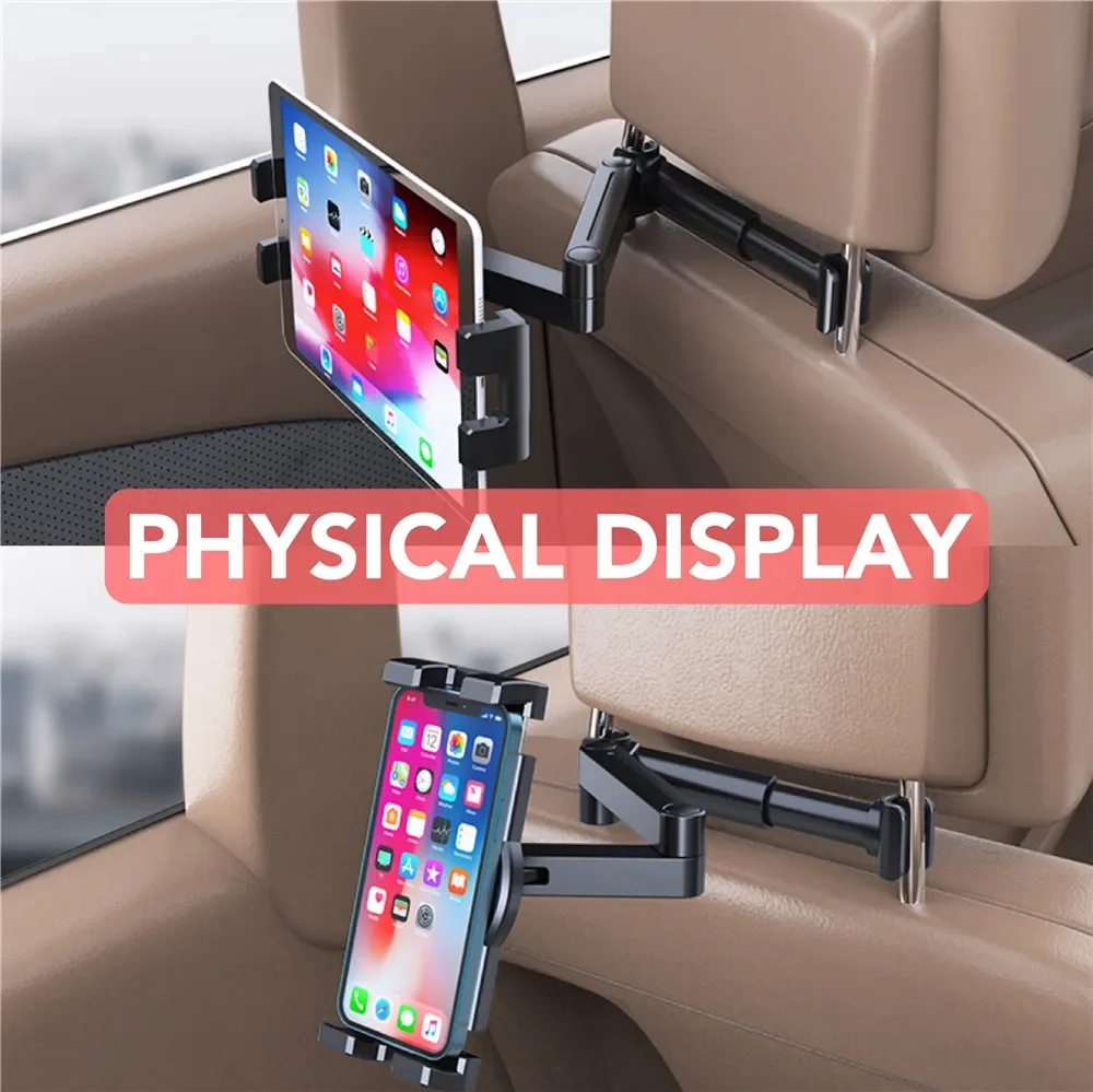 13 Inch Tablet Car Headrest Back Seat Holder 360 Rotate Large Size Clip Mount Longe Arm Universal 4-13 inch Phone Tablet Stand