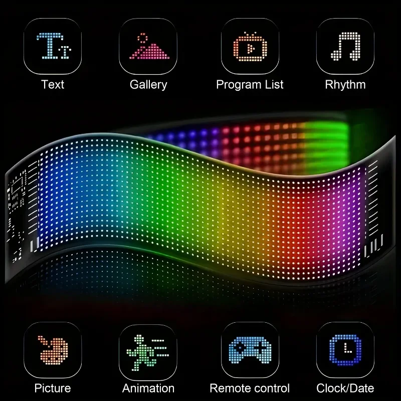 LED para parabrisas de caminhão y carro luz noturna, pantalla LED flexível programável DIY para acessórios de carro e caminhão