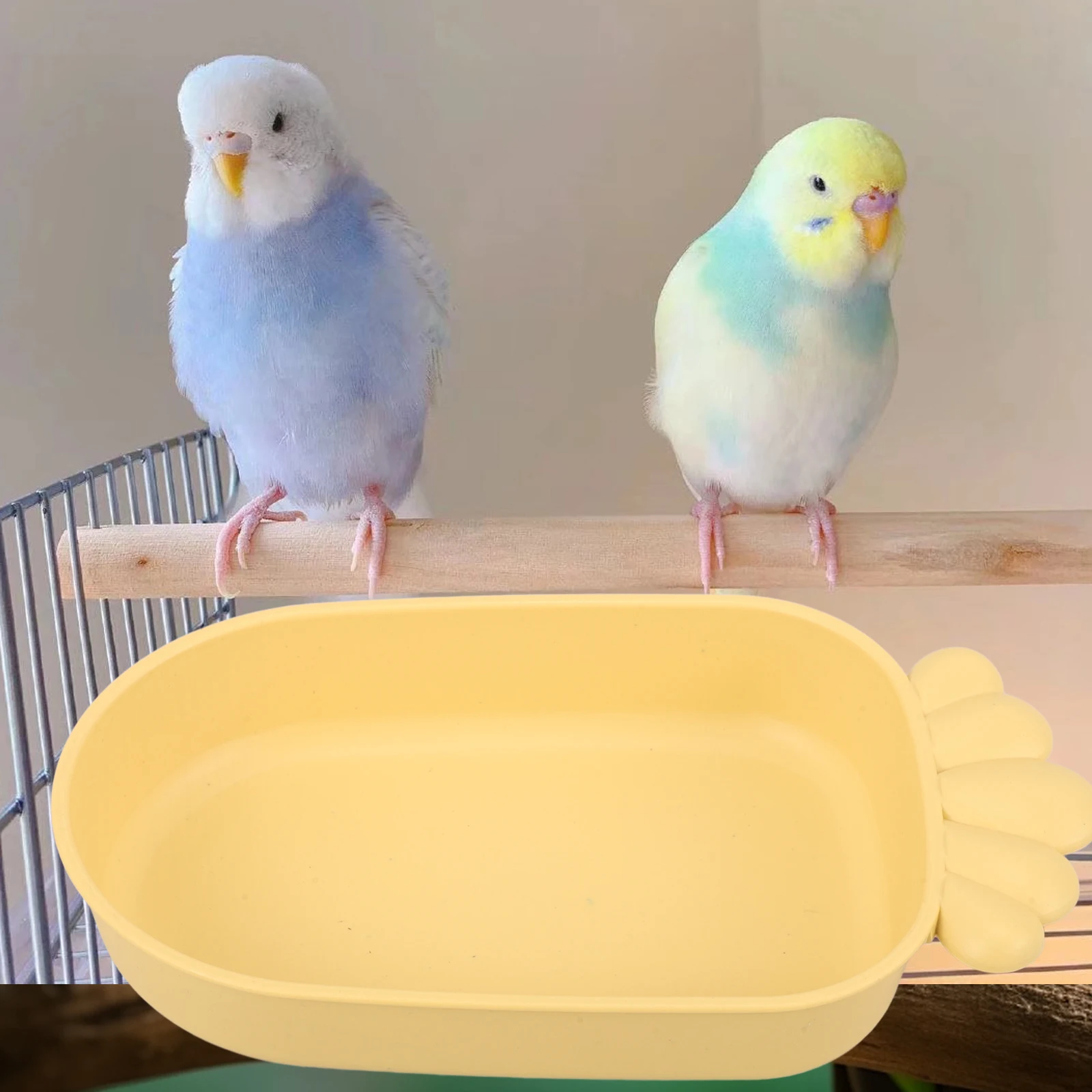 

Bird Tub for Cage Reusable Parakeet Bath Box Pet Bird Bathtub Supplies Yellow Basin Summer Fun Safe Smooth Edges Hanging Parrot