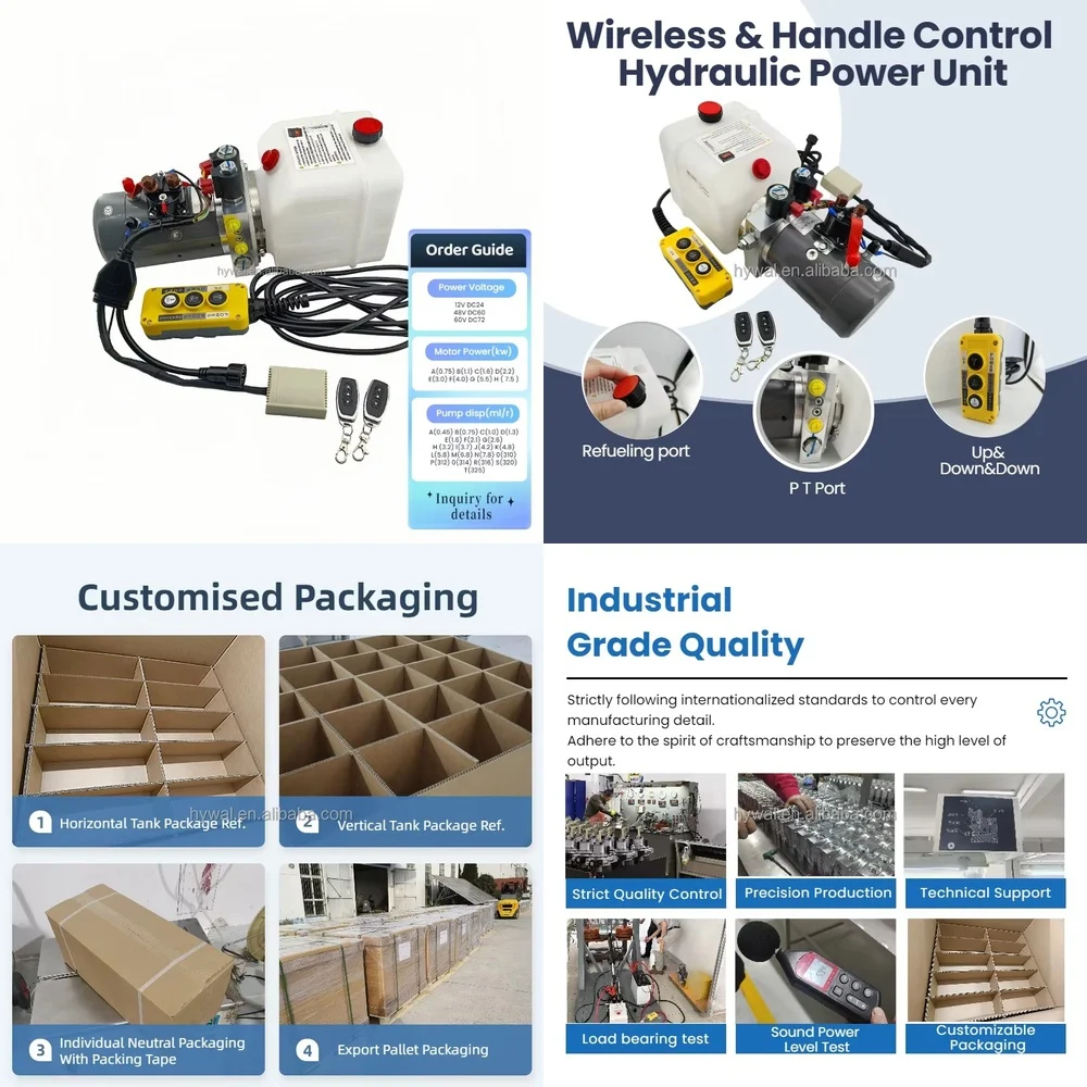 

Double Acting 12V Hydraulic Power Unit Electric Hydraulic Pump Pack for 12V DC Systems with 50100m Wireless Remote Control