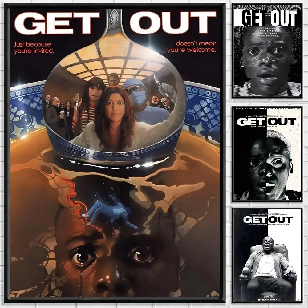 Movie Get Out Poster Self-adhesive Art Waterproof Paper Sticker Coffee House Bar Room Wall Decor