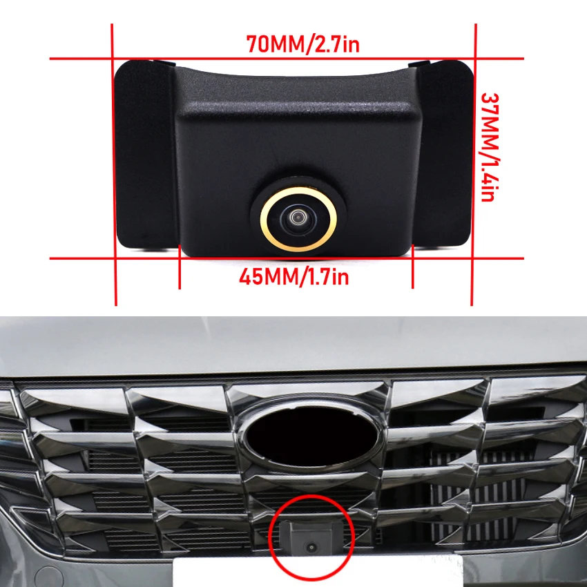 Golden Lens AHD Car Front View Parking Night Vision Positive Waterproof Logo Camera For Hyundai Tucson NX4 2020 2021 2022 2023