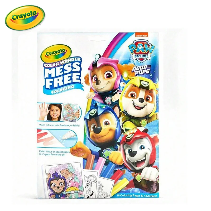 Crayola Color Wonder Paw Patrol Aqua Pups Coloring Set (20+ Pcs), 18 Color Wonder Pages, 5 Mess Free Markers, Toddler Coloring