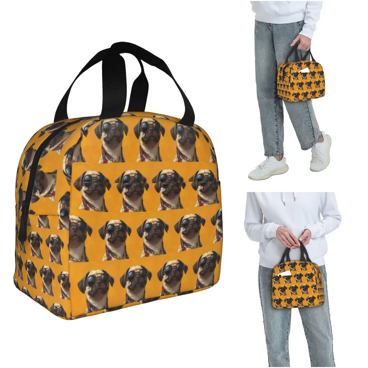 

Cute Pug Dog Insulated Lunch Bag for Kids School Cooler Thermal Food Box Tote Portable Lunch Boxes Container