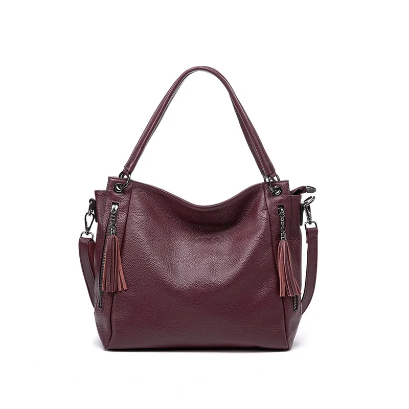 Nesitu High Quality Red Blue Purple Grey Black A4 Top Grain Genuine Leather Women's Handbag Shoulder Messenger Bag M2012