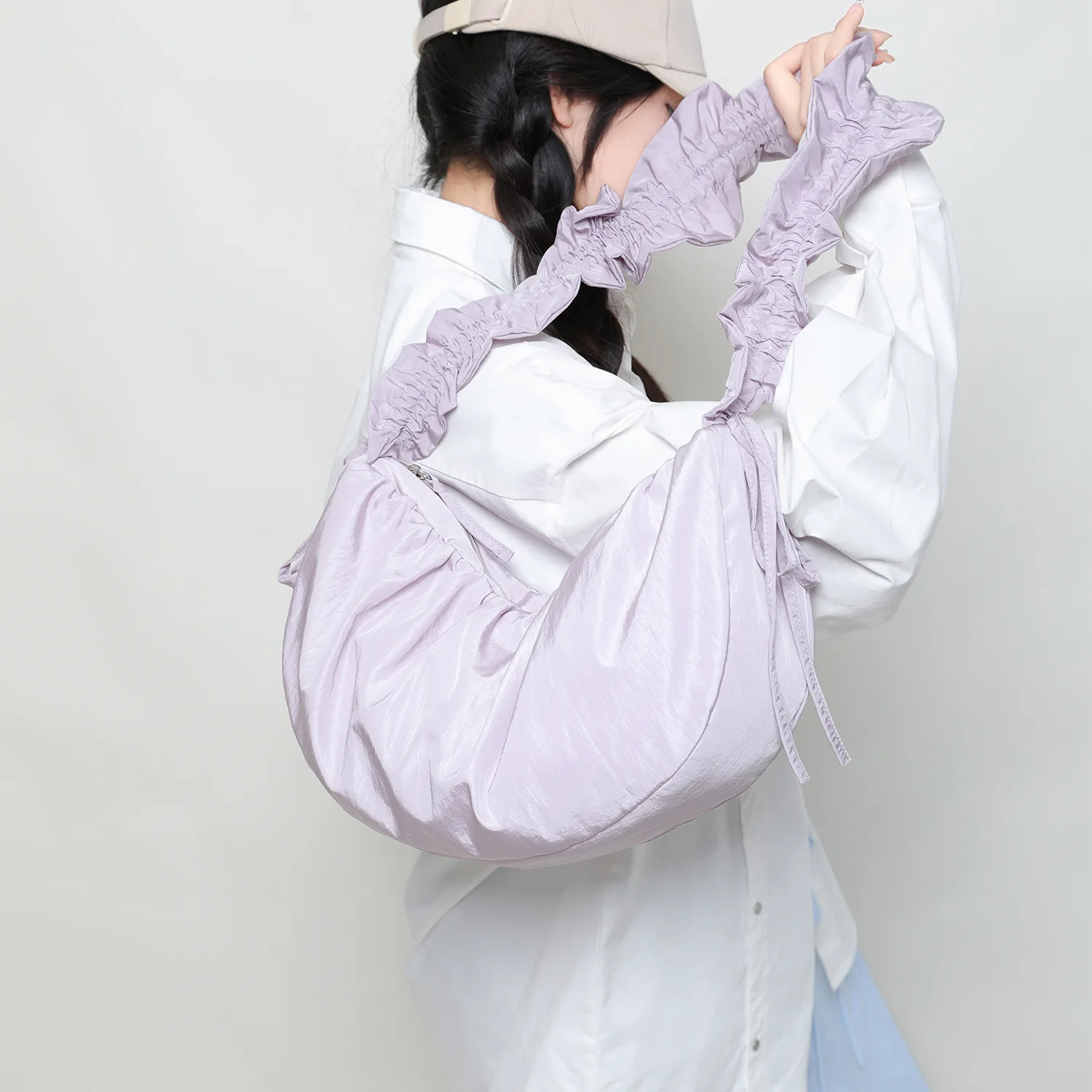 Tote Crossbody Bag Dumpling Wrapper Pleated Cloud Bag Large Capacity Fashional Comfortable All-matching Solid Simple