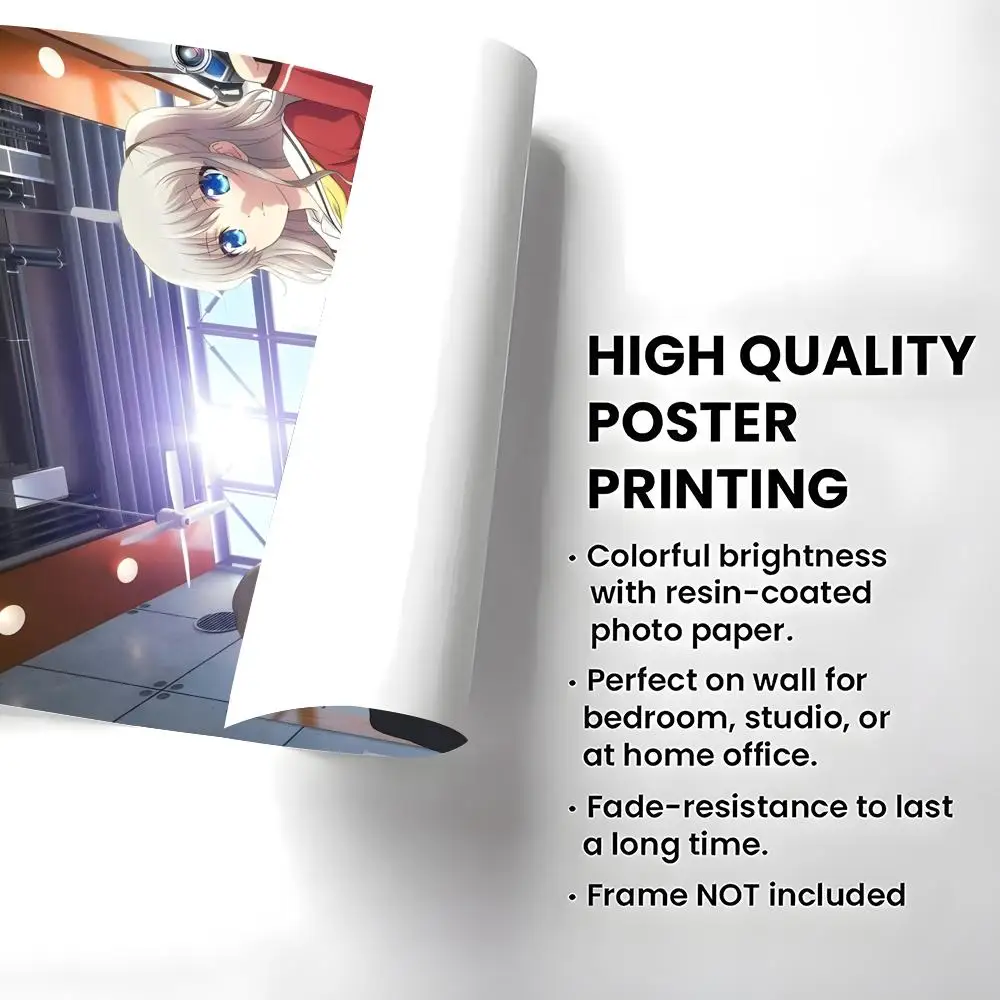 Anime Charlotte Poster Self-adhesive Art Waterproof Paper Sticker Coffee House Bar Room Wall Decor