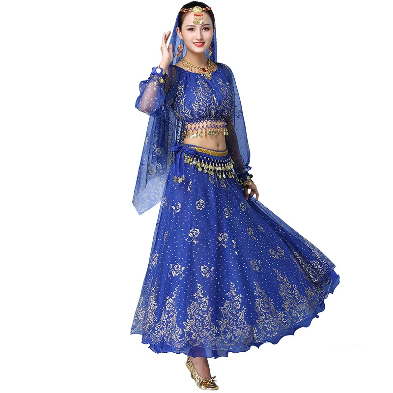 Adult Indian Arabian Princess Belly Dance Costume Set Women Bollywood Festival Dancing Cosplay Halloween Fancy Jasmine Outfit