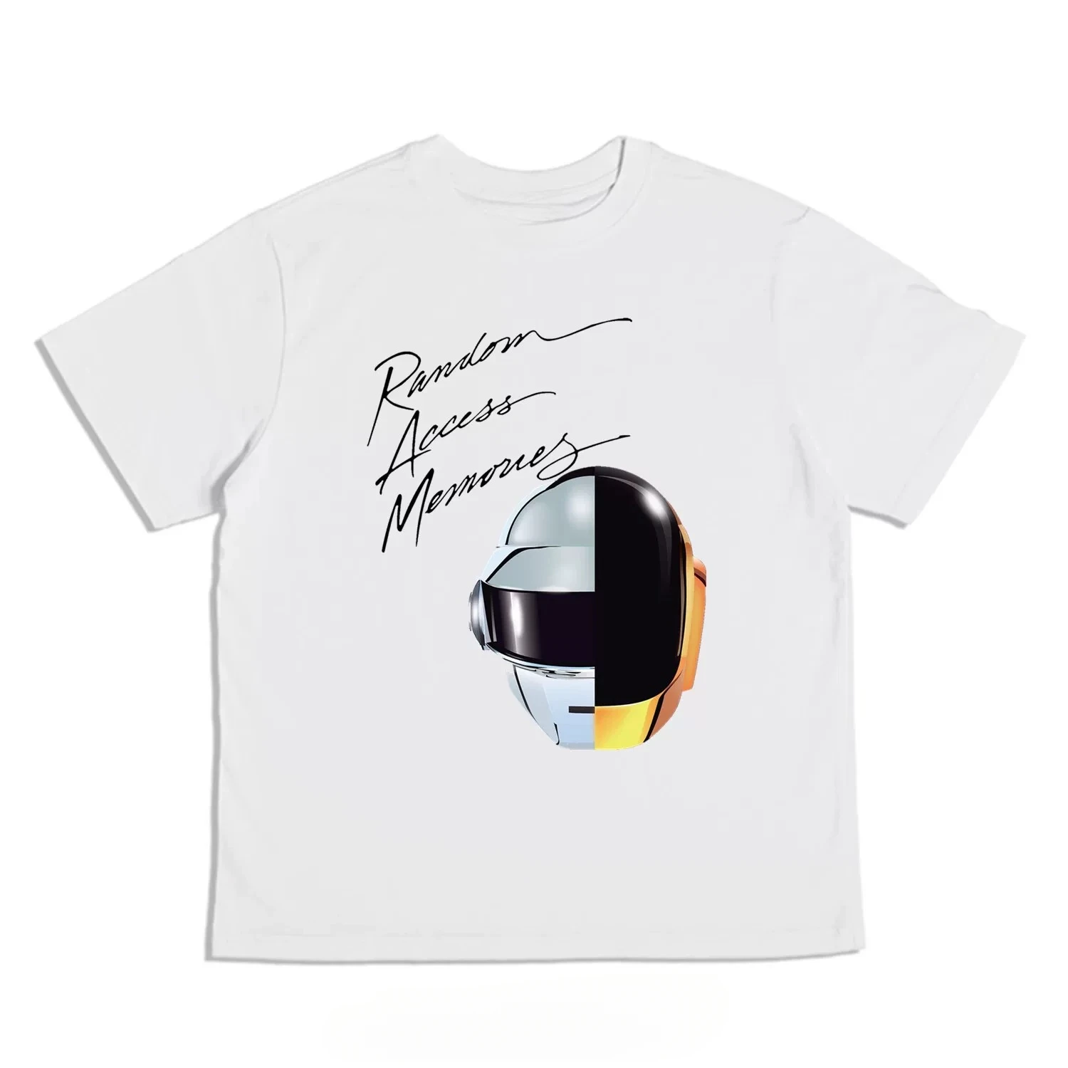 Daft Punk Rainbow Helm DJ Band Grafik-T-Shirt aus Baumwolle für Herren und Damen, Streetwear-T-Shirt – Detail 7