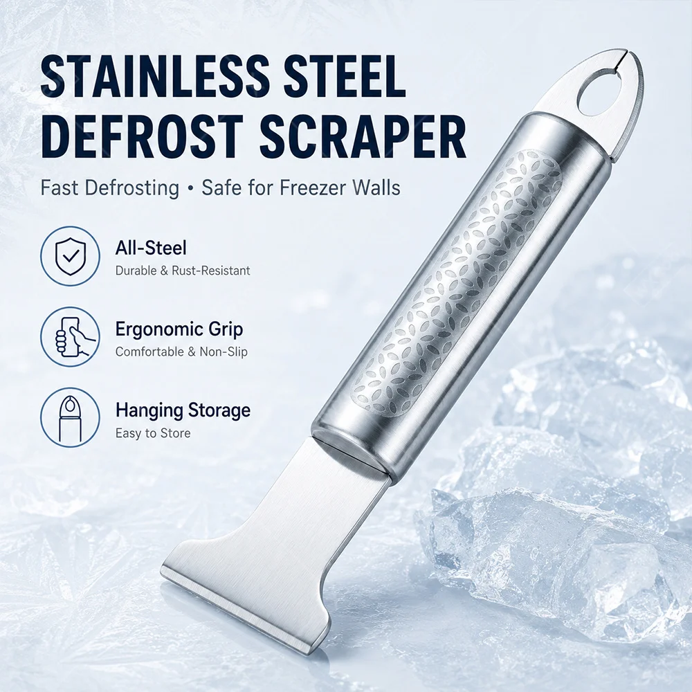 Stainless Steel Freezer Deicers Refrigerator Deicers Ice Scraper Defrost Cleaning Shovel Household Cleaning Gadget Removal Scoop