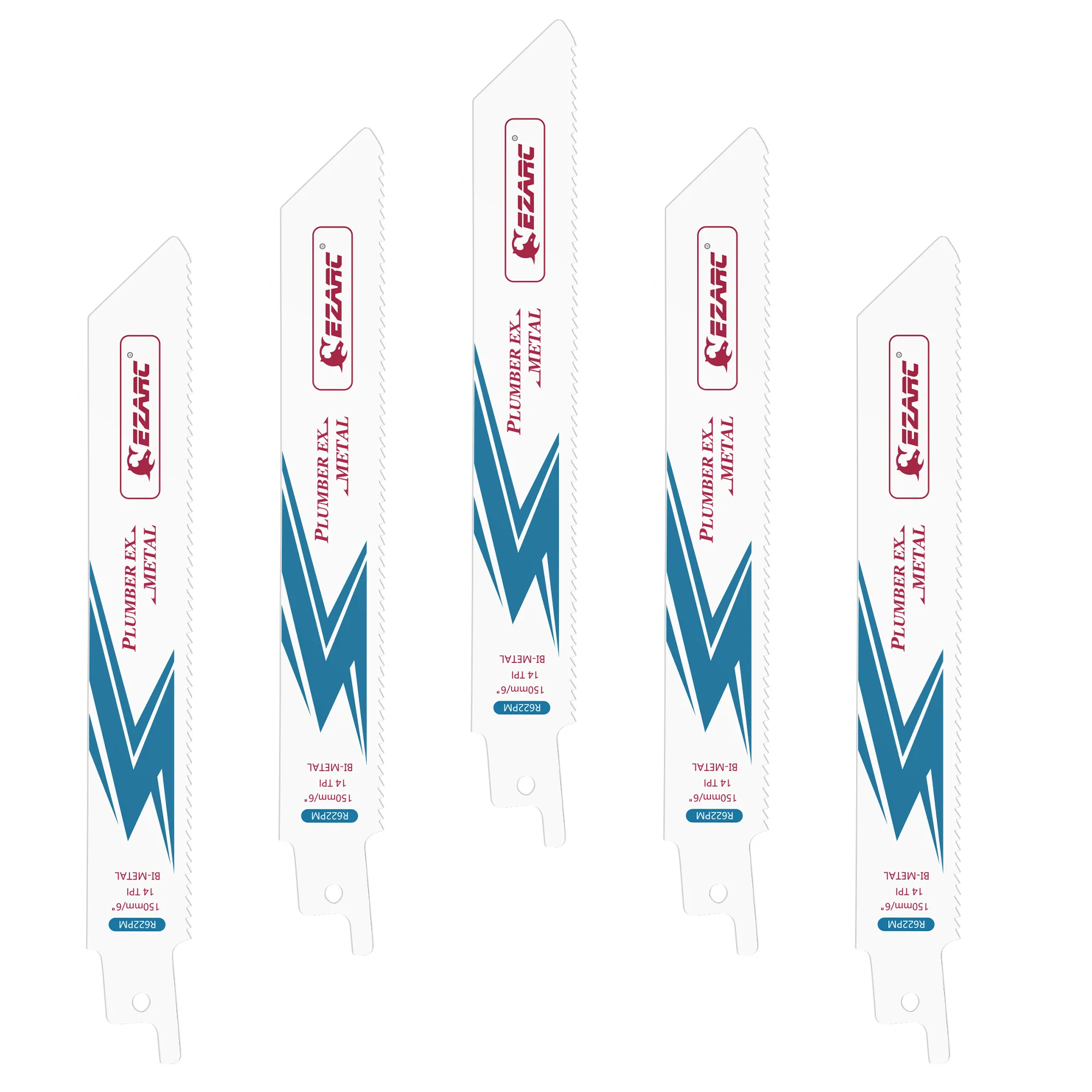 

150 мм сабельная пила по металлу, 6 дюймов, 14TPI, биметаллические кобальтовые сабельные пилы, R622PM, 5 шт., режущий инструмент по металлу, хвостовик 1/2 дюйма