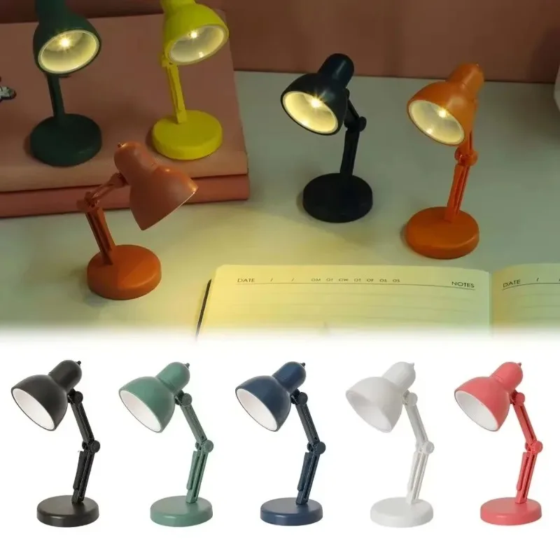 Mini LED Night Reading Book Light Foldable Table Lamp Dormitory Bedroom Creative Bedhead Lights Home Decorations Doll House Lamp