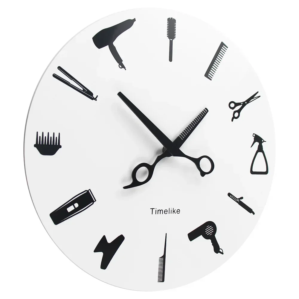 3D 10Inch Creative Acrylic Hair Salon Wall Clock Living Room Decoration Clock Barber Shop Decoration Clock Hair Salon Wall Watch