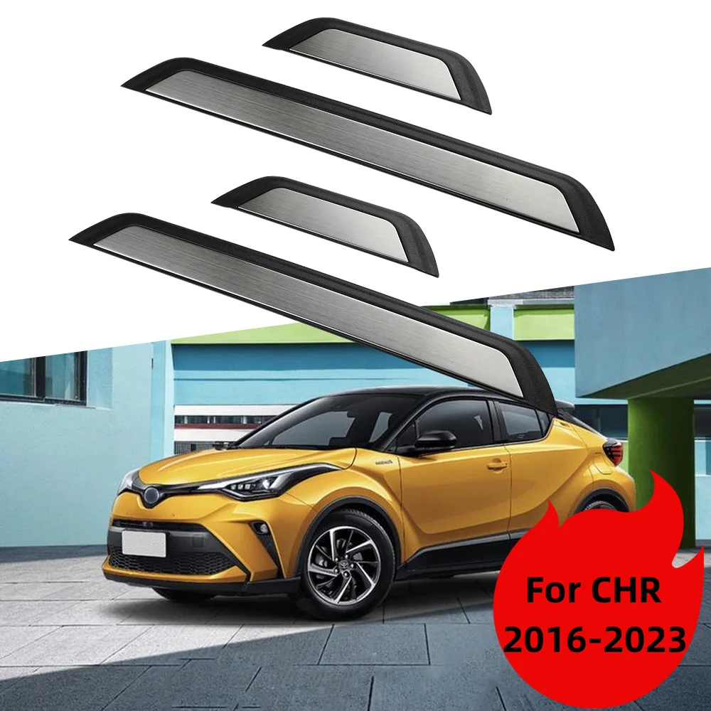 4pc Stainless Door Sill Scuff Plate Trim for Toyota C-HR CHR 2016-2020 2021 2022 2023 Kick Pedal Protector Car Accessories