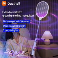 Qualitell Scalable Electric Mosquito Killer Fly Swatter Trap Racket Rechargeable Insect Killer with 5 lure lamp beads Bug Zapper