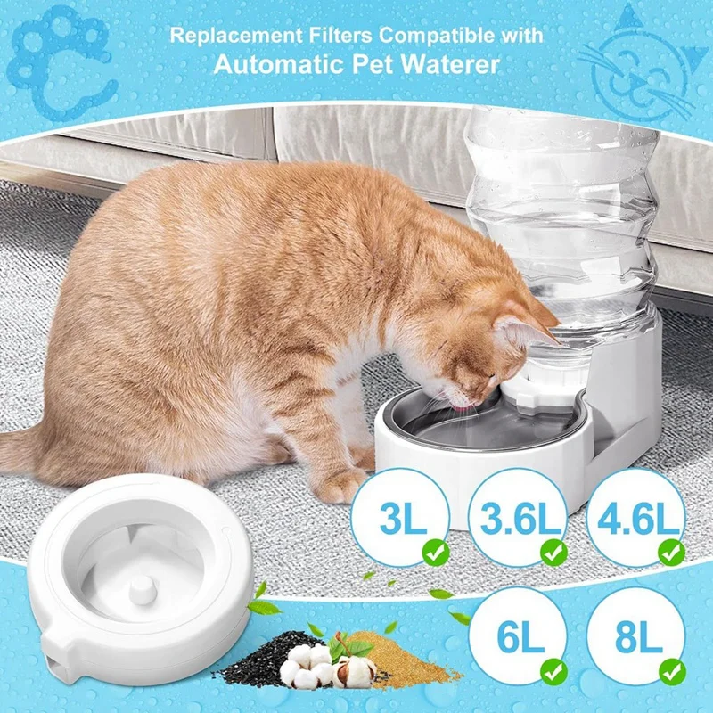 ABXH 4 عبوات من الفلاتر البديلة لموزع مياه الحيوانات الأليفة عالي القوة 3.6 لتر/4.6 لتر/6 لتر/8 لتر، استبدال فلتر مياه الكلب، (فرشاة واحدة)